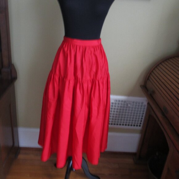 Vintage Ann Klein Red Taffeta Evening Party Skirt w Hidden Pockets Size 8 - Picture 1 of 11